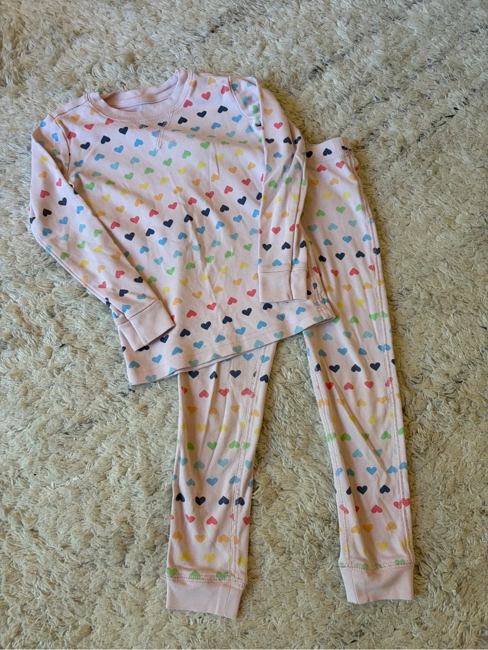 Primary Pink Heart-Print Pajama Set, Size 4-5